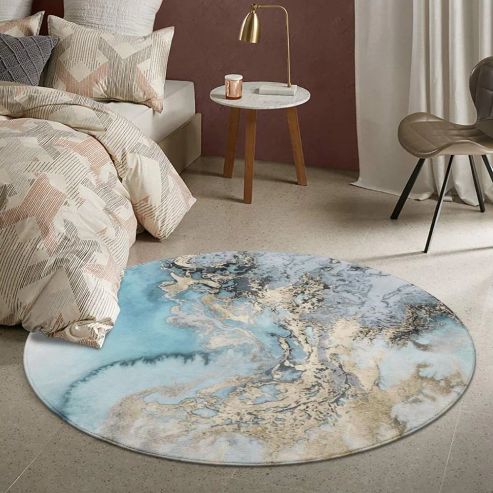 Marble Pattern Round Area Rug - 3' Diameter - Picture 2 of 7